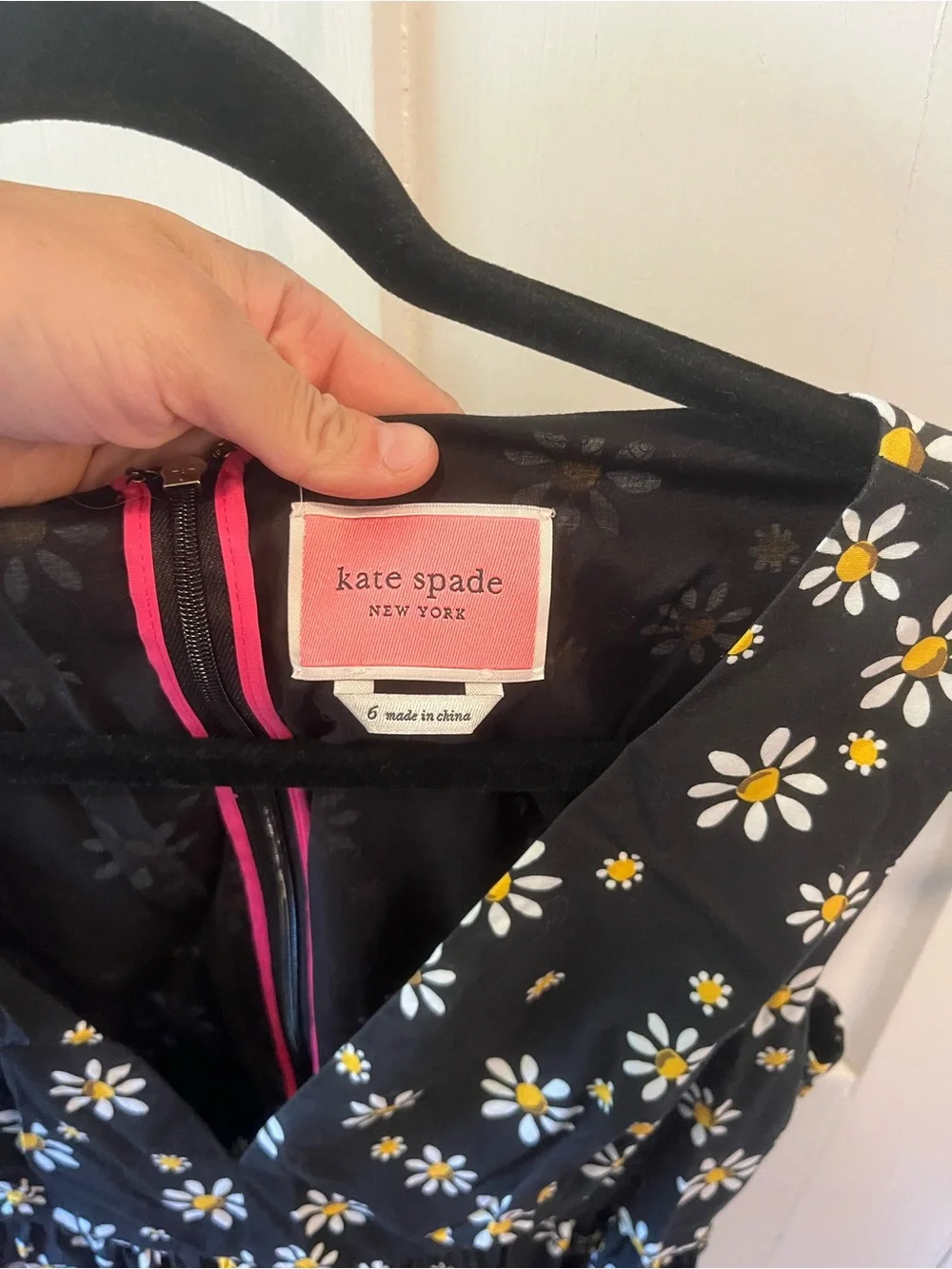 Kate Spade Daisy Dots Vineyard Tiered Sleeveless Cotton Blend Mini Dress Black 6